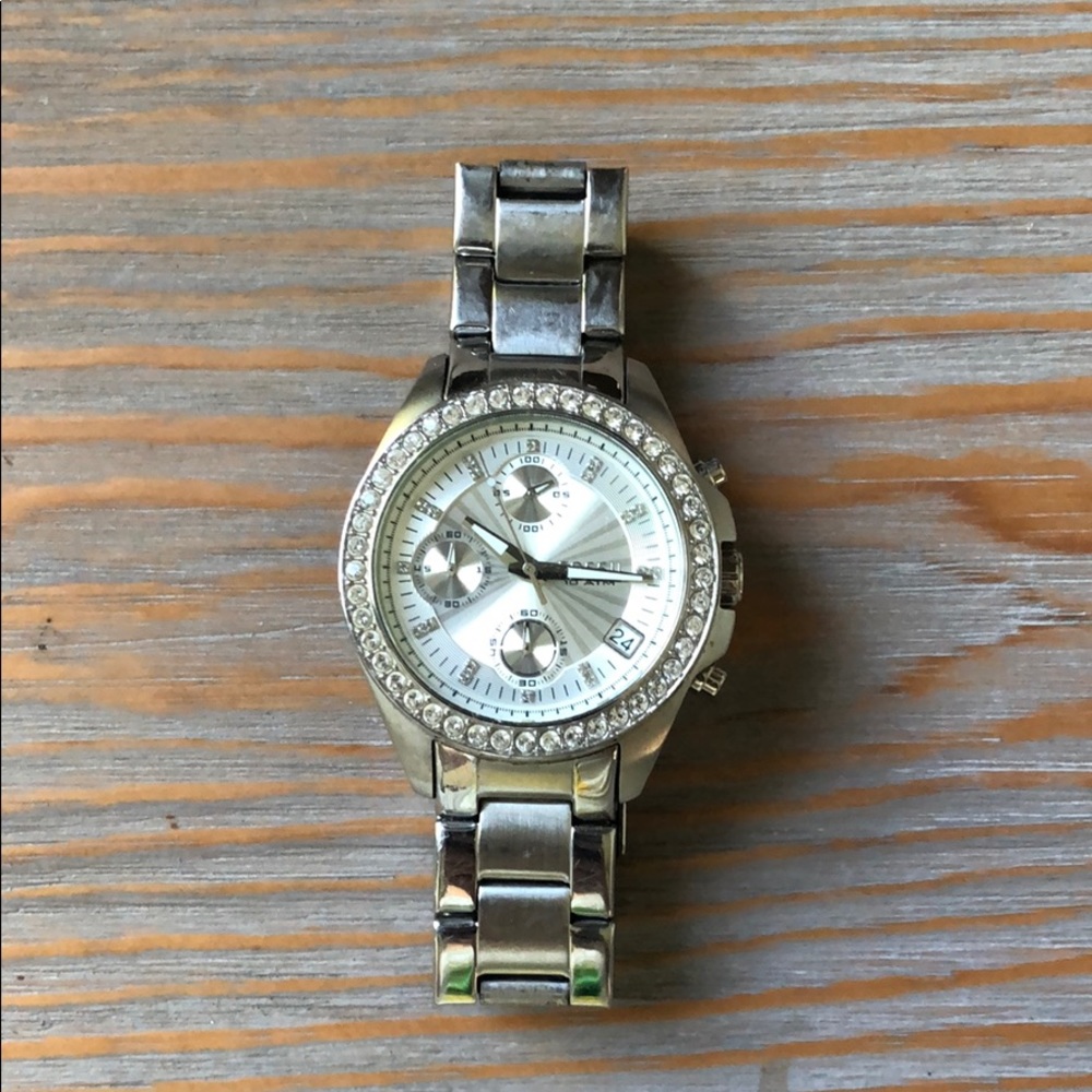 Fossil silver rhinestone chronograph